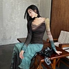 Mesh Long Sleeve Mini Dress